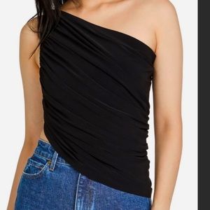 Women's Black Diana Ruched One-shoulder Top